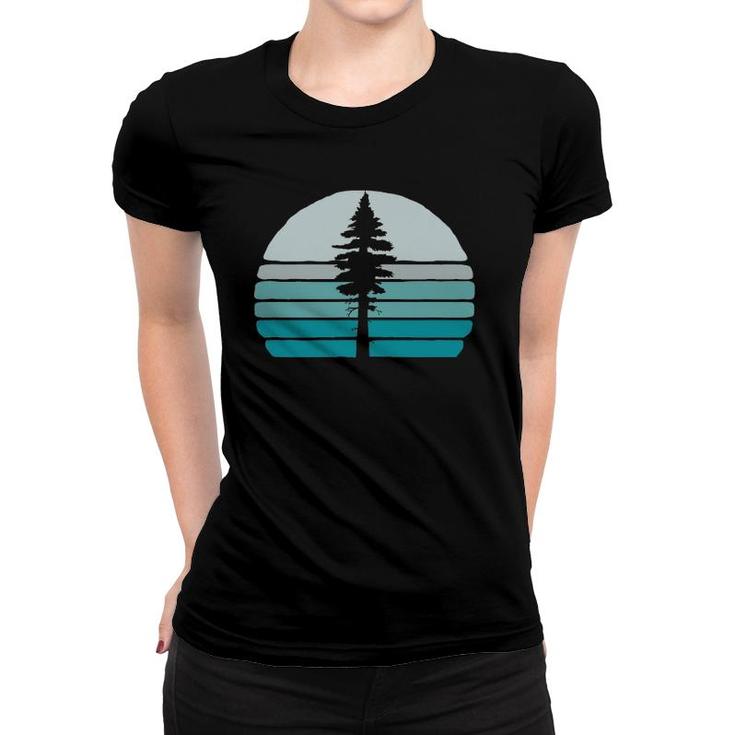 Cool Vintage Tree & Retro Sunset 80S Outdoor Graphic Women T-shirt
