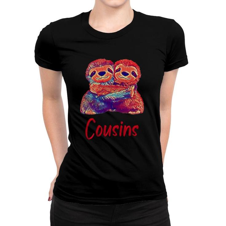 Cousins Two Hugging Sloths Polygon Style Women T-shirt