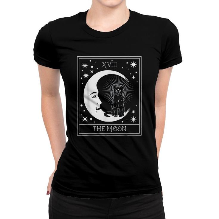 Crescent Moon And Black Cat Women T-shirt