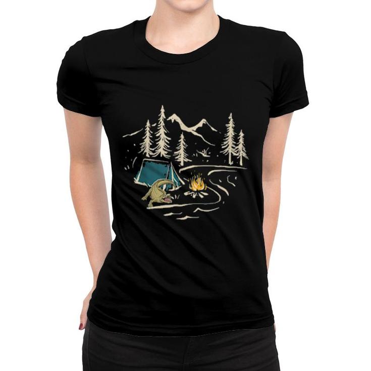 Crocodile Goes Hiking, Nature Outdoor Camping Camper Women T-shirt