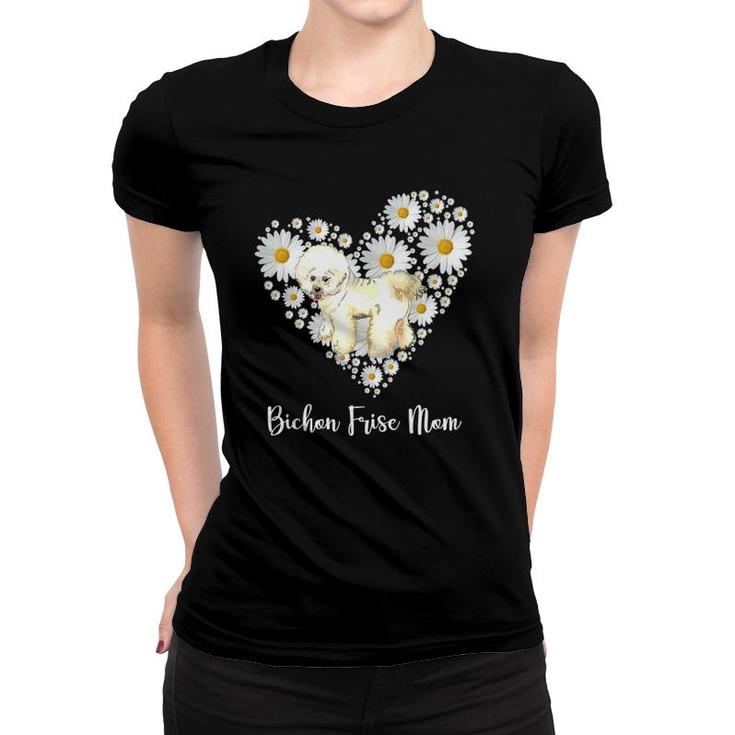 Cute Bichon Frise & Daisy Flower Heart Mother's Day Women T-shirt