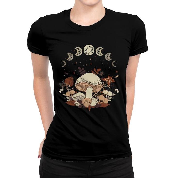 Cute Cottagecore Moon Phases And Mushrooms Fall Women T-shirt
