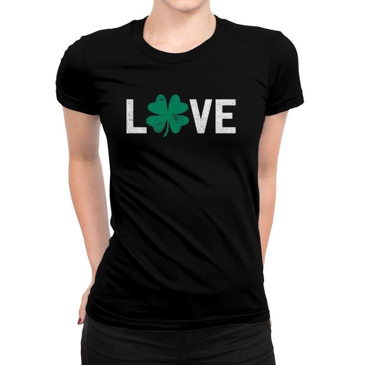 Cute Green Love St Patrick's Day Irish Women T-shirt