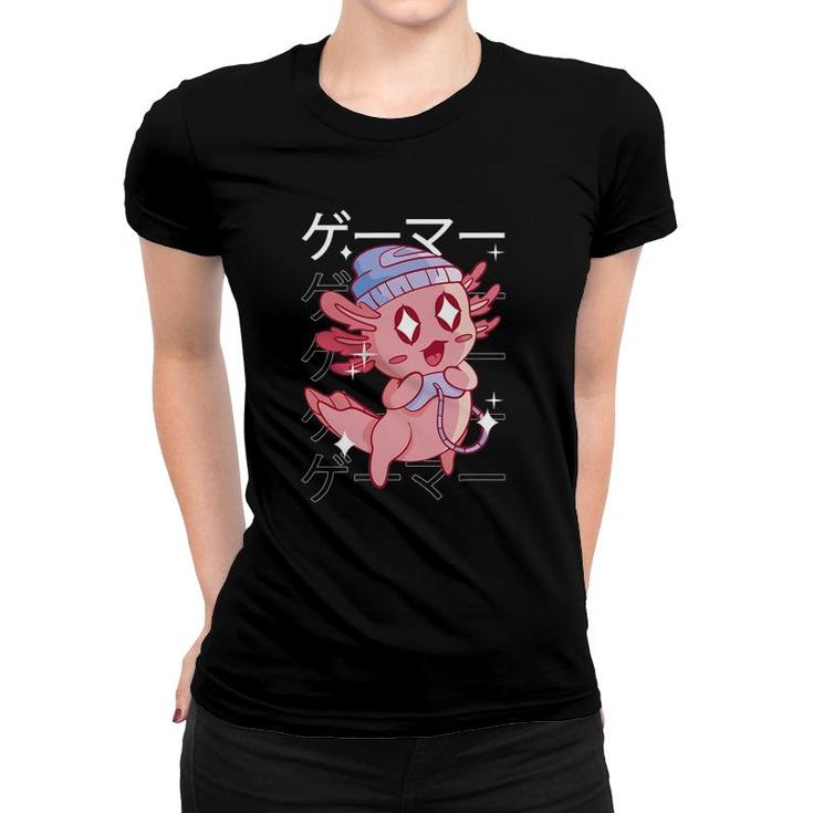 Cute Happy Axolotl Gamer Kawaii Video Gaming Game Player Women T-shirt