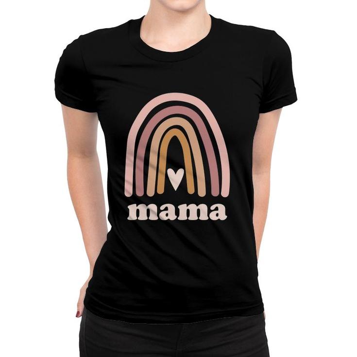 Cute Rainbow Mama Minimal Pocket Heart Motherhood Love Women T-shirt