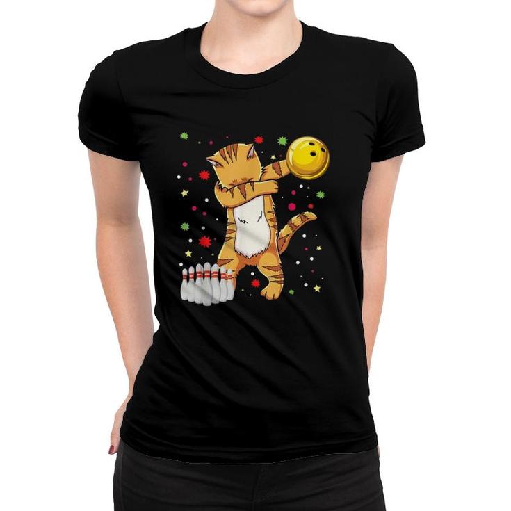 Dabbing Cat Bowling S Funny Bowling Gift Cat Girl Women T-shirt