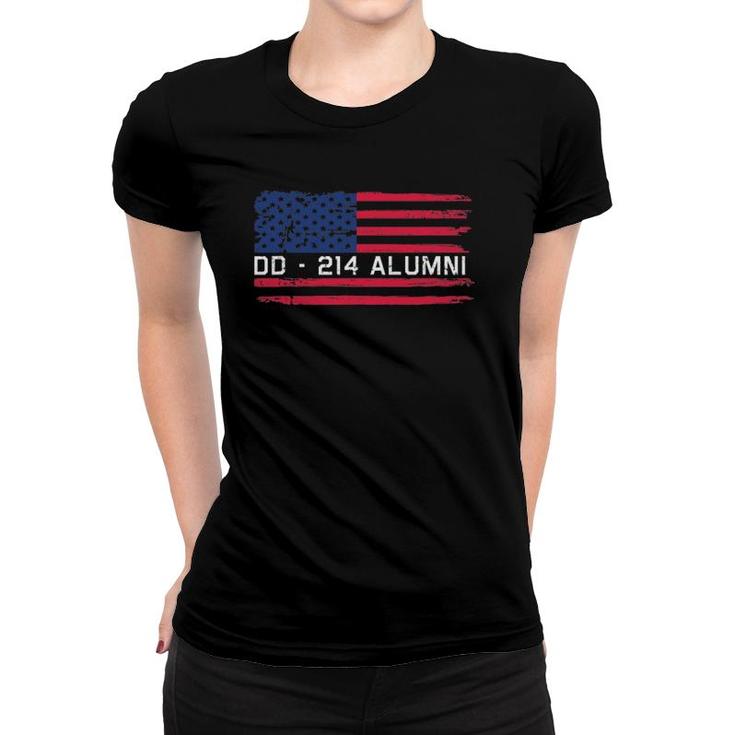 Dd-214 Proud Alumni Military Veteran Retired Served Flag Women T-shirt
