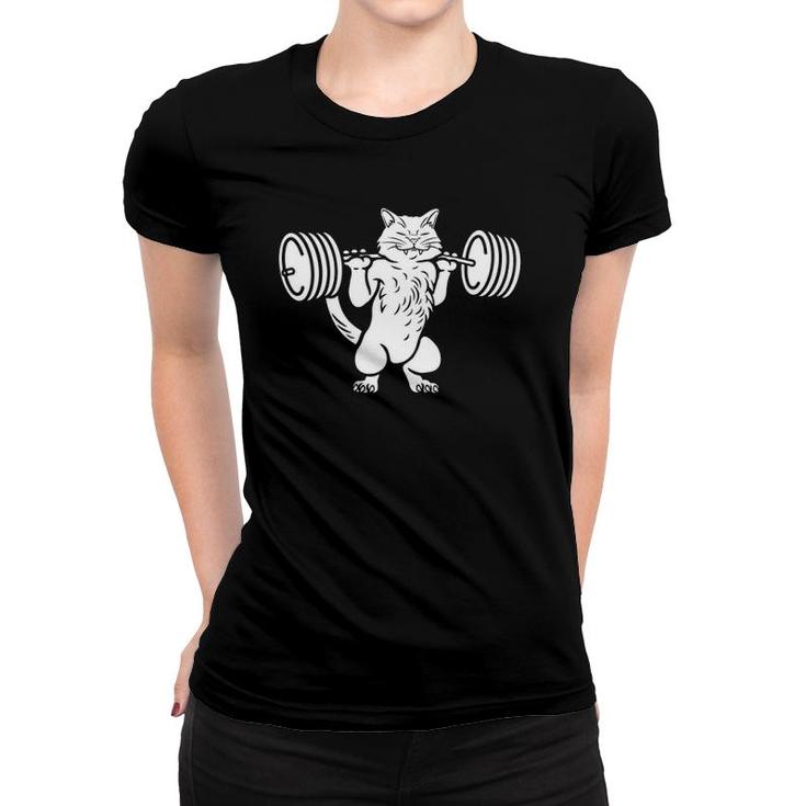 Deadlift Cat Design Power Squat Exercise Workout Women T-shirt