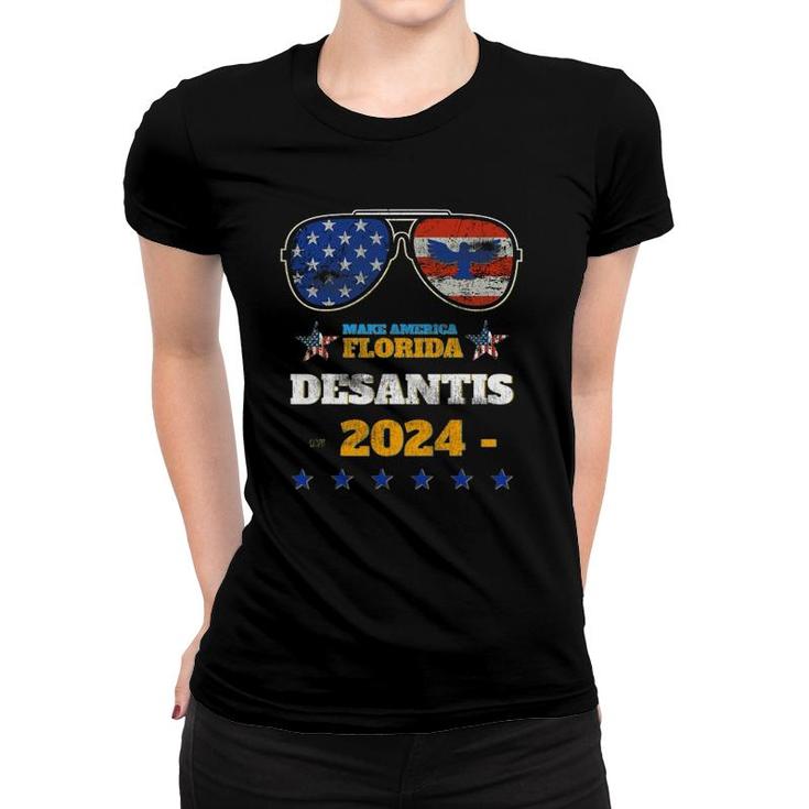 Desantis 2024 Make America Florida Flag Eagle Sunglasses Women T-shirt