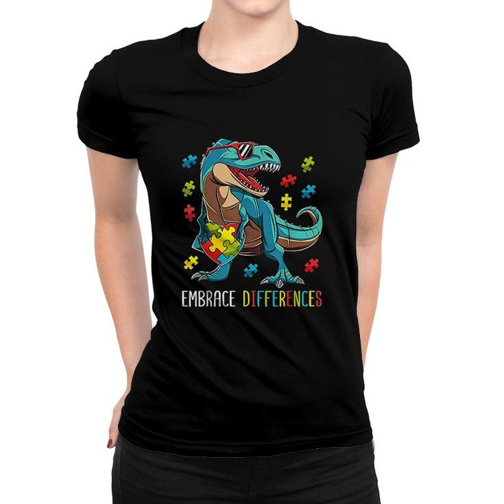 Dinosaur Puzzle Piece Autism Awareness Boys Kids Gift Women T-shirt