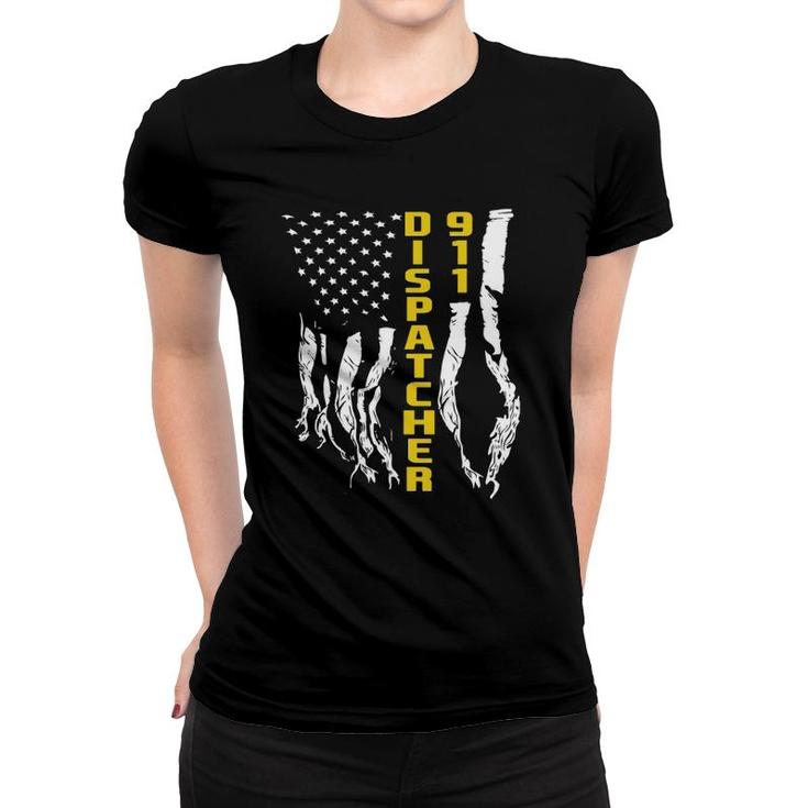 Dispatcher 911 American Flag Gift Women T-shirt