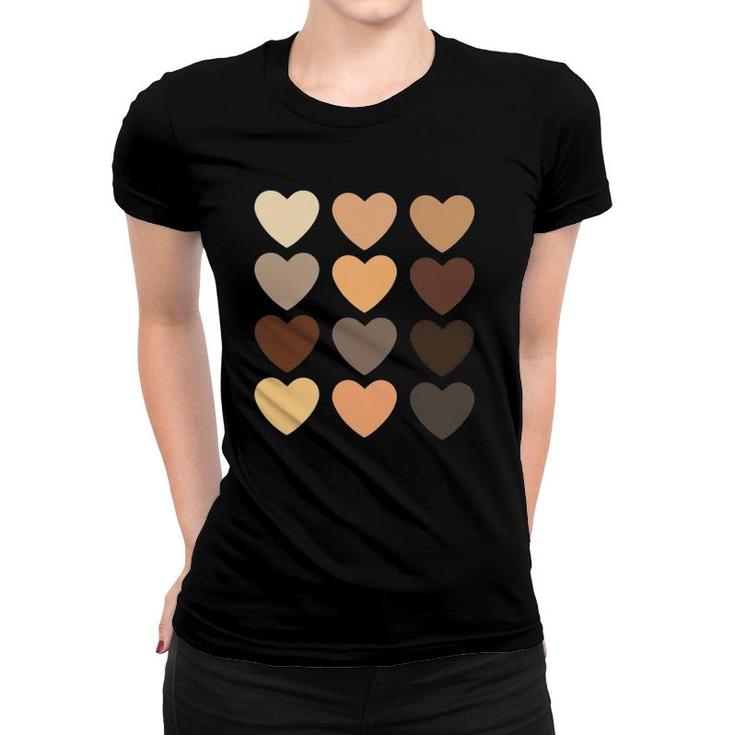 Diversity Heart Skin Tones Black Pride Melanin Kindness Gift Women T-shirt