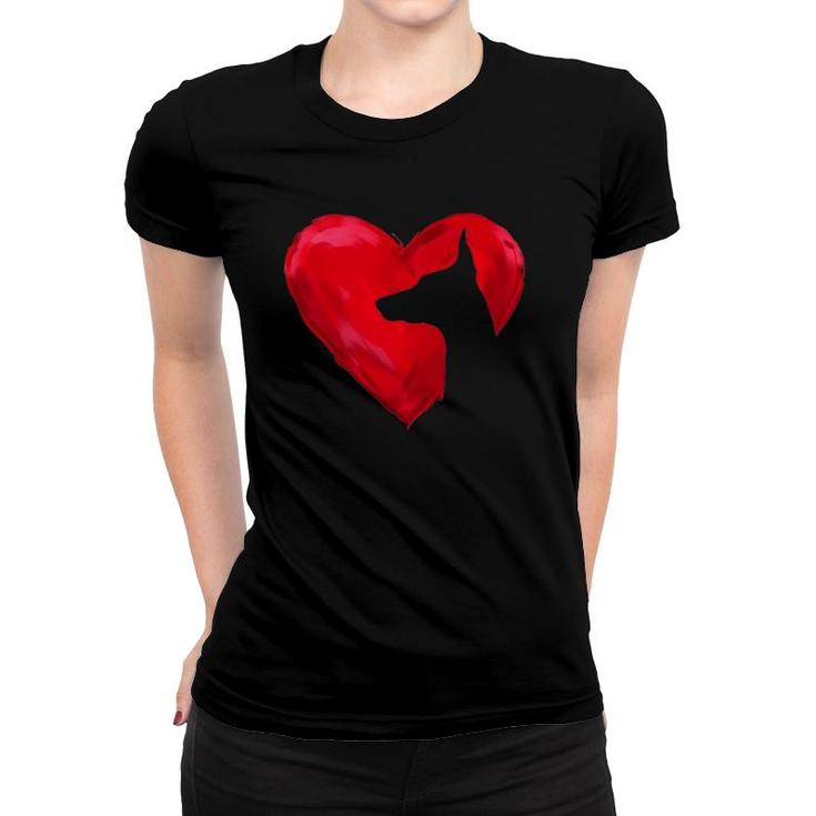 Doberman Heart Silhouette Valentine's Day Dog Lover Gift Women T-shirt