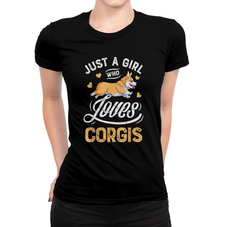 Dog Corgi Kids Women Just A Girl Who Loves Corgis S 425 Paws Women T-shirt