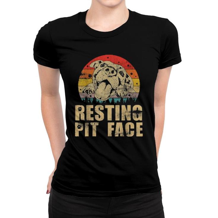Dog Funny Pitbull Resting Pit Face 105 Paws Women T-shirt