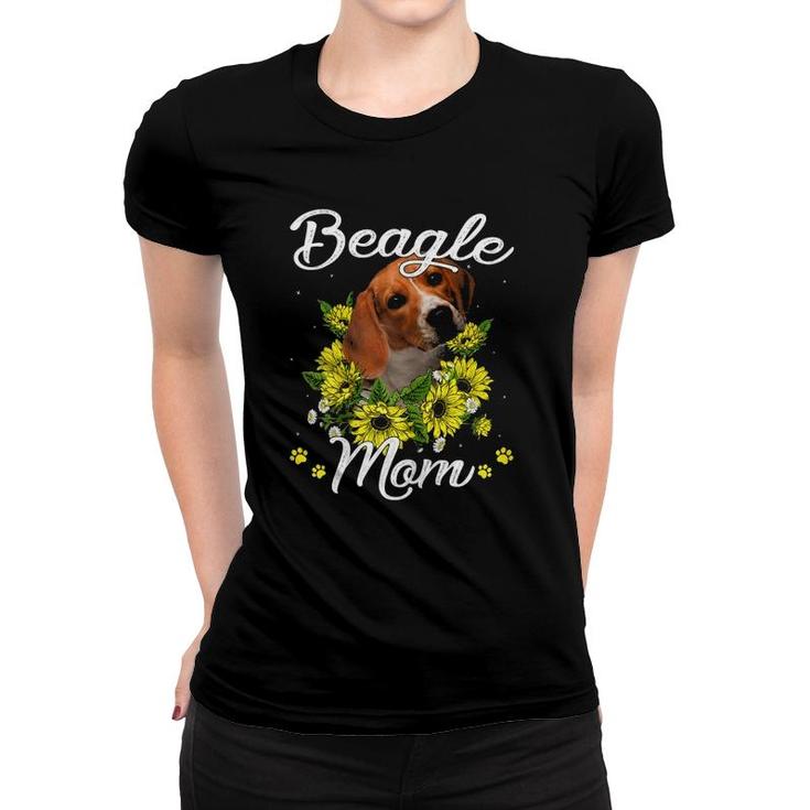 Dog Mom Mother's Day Gift Sunflower Beagle Mom Women T-shirt