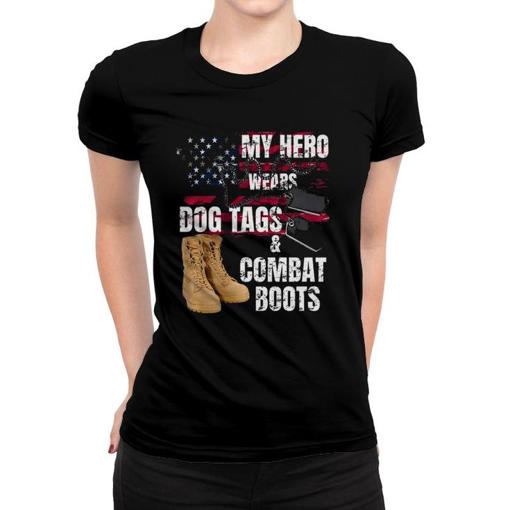 Dog Tags Military  My Hero Wears Dog Tag Combat Boots Premium Women T-shirt