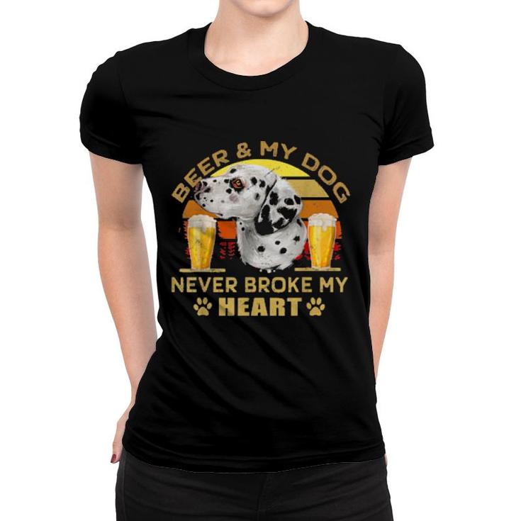 Dogs 365Dogs 365 Beer & Dalmatiner Hund Never Broke My Heart  Women T-shirt