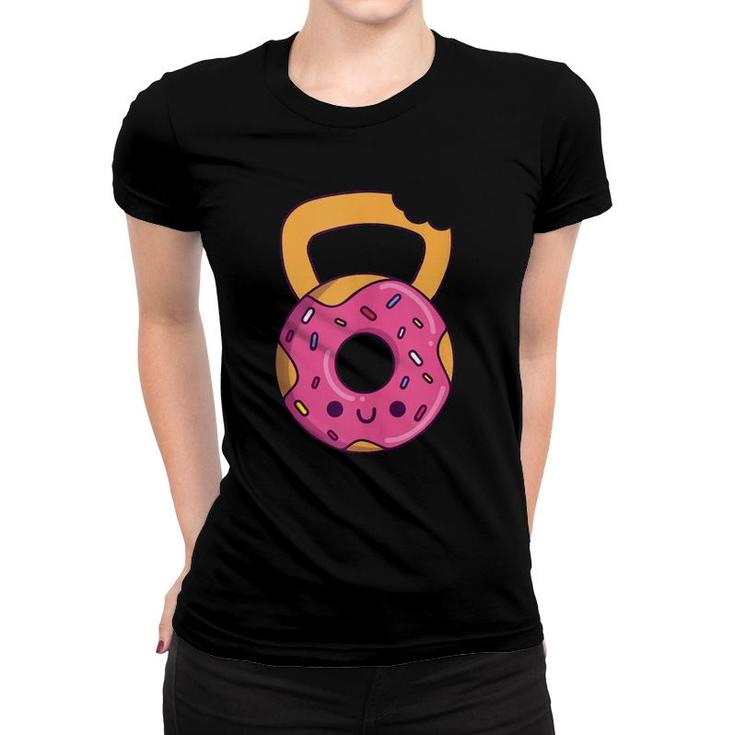 Donut Kettlebell Cartoon Funny Gym Women T-shirt