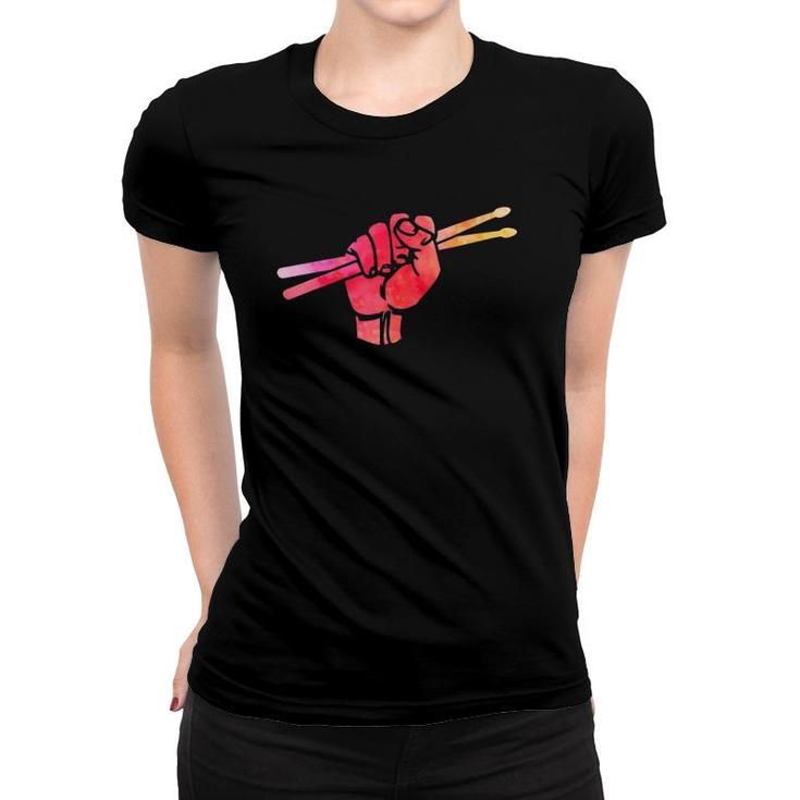 Drummer Gift Fist Drumsticks Lovers Gift Women T-shirt