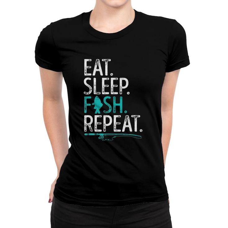 Eat Sleep Fish Repeat Men Women Kids Fishing Boys Women T-shirt