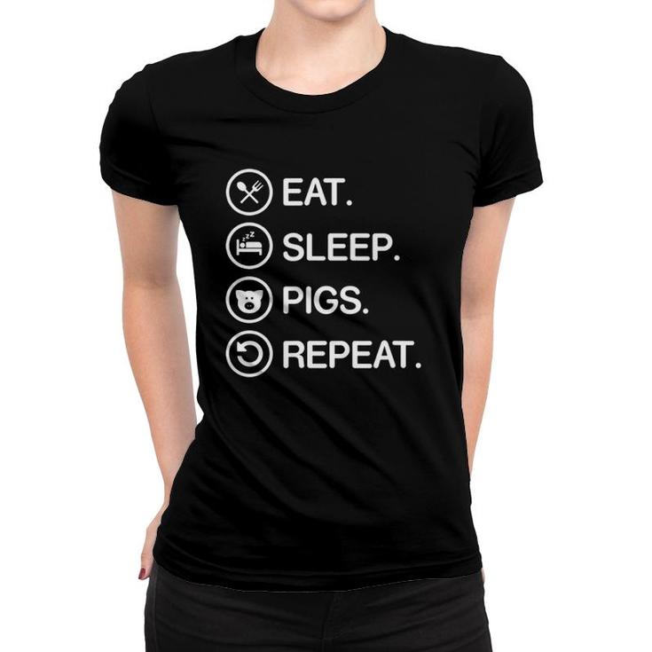 Eat Sleep Pigs Repeat Funny Pig Lover Whisperer Gift Women T-shirt