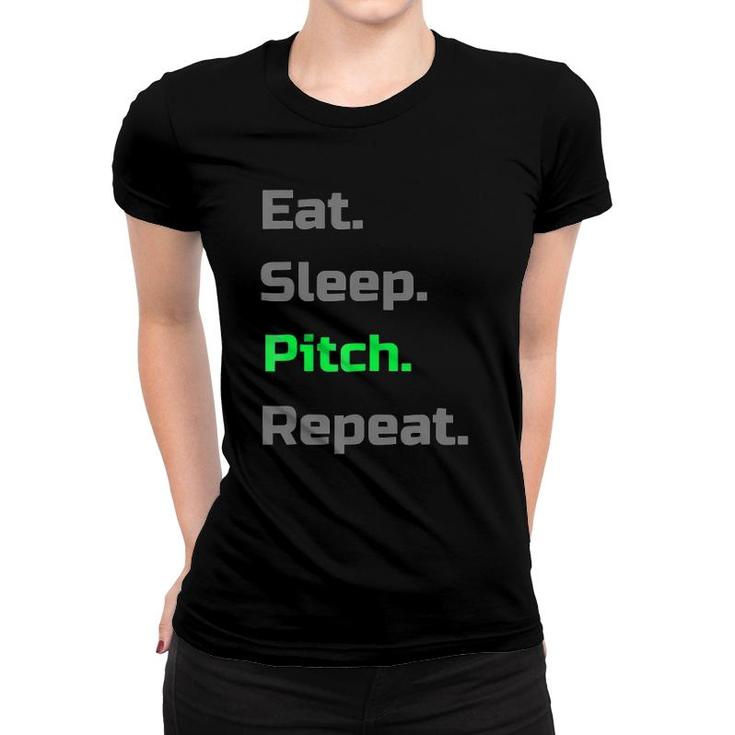 Eat Sleep Pitch Repeat Baseball Softball Player Women T-shirt