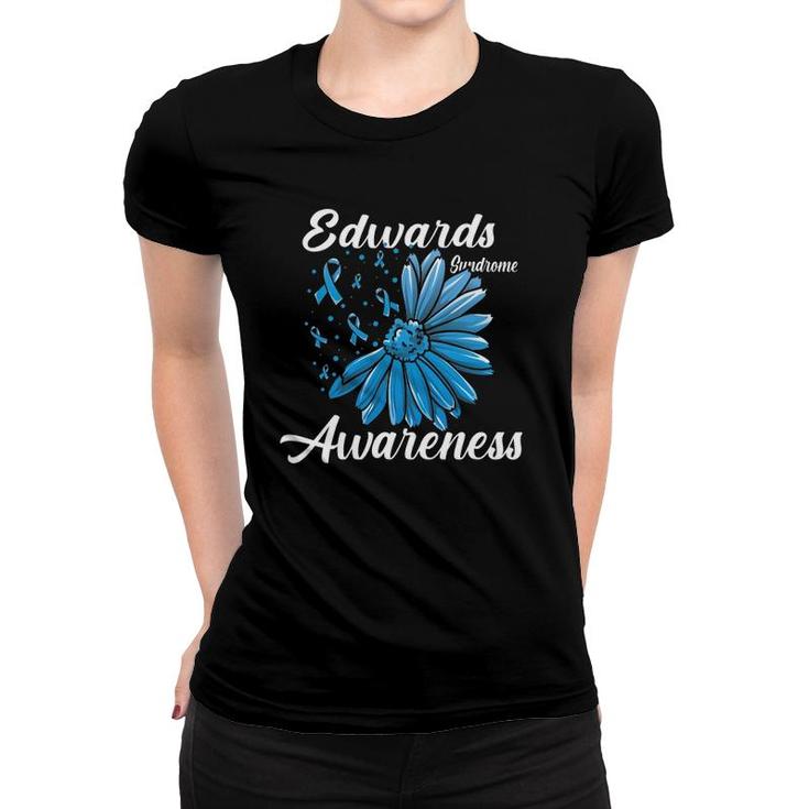 Edwards Syndrome Awareness Trisomy 18 Related Light Blue Ribbon Women T-shirt