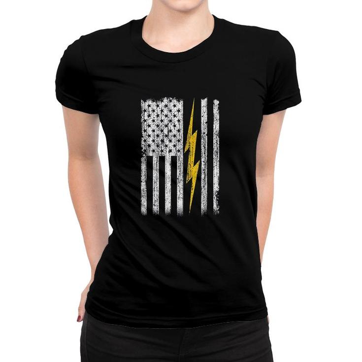 Electrician Flag Us Gift Women T-shirt