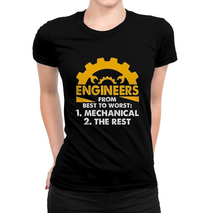 Engineers From Best To Worst Mechanical Engineering Women T-shirt