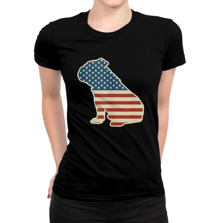 English Bulldog American Flag Dog Lover 4Th Of July Gift  Women T-shirt