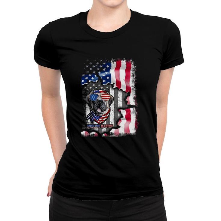 English Mastiff Dog Lover S Fun American Flag Gifts Women T-shirt