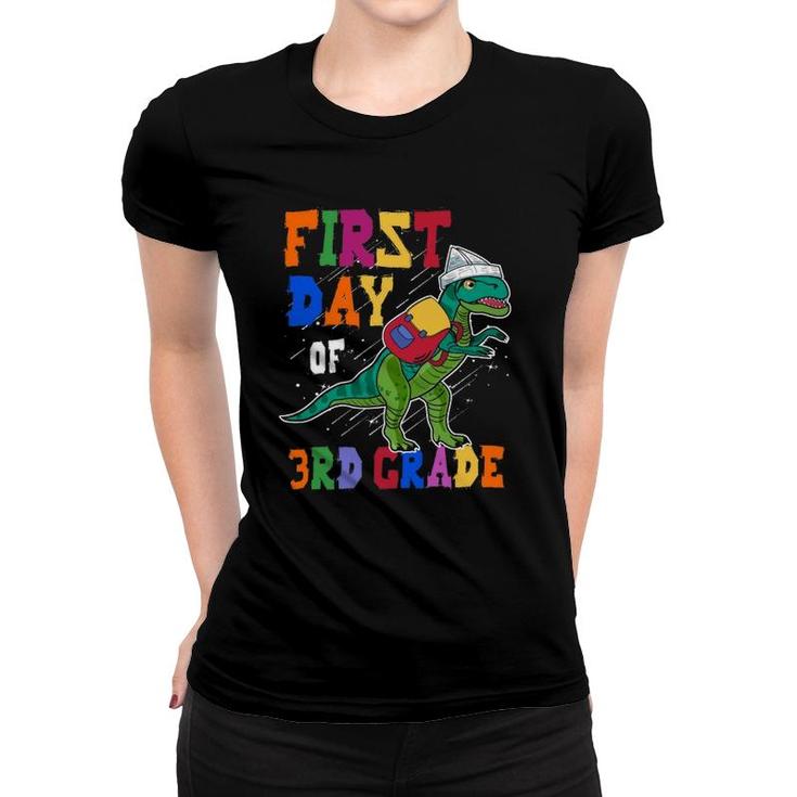 First Day Of 3Rd Graderex Dinosaur Back To School Backpack Paper Ship Women T-shirt