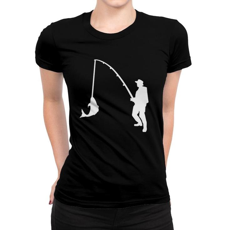 Fisher With Rod And Fish Women T-shirt
