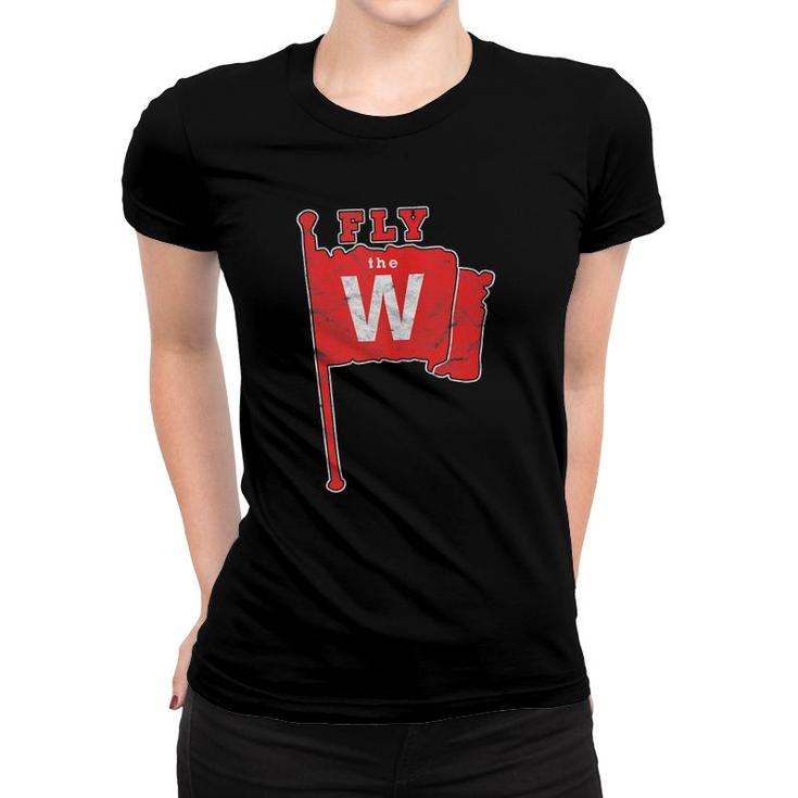 Fly The W Chicago Baseball Winning Flag Distressed Vintage  Women T-shirt