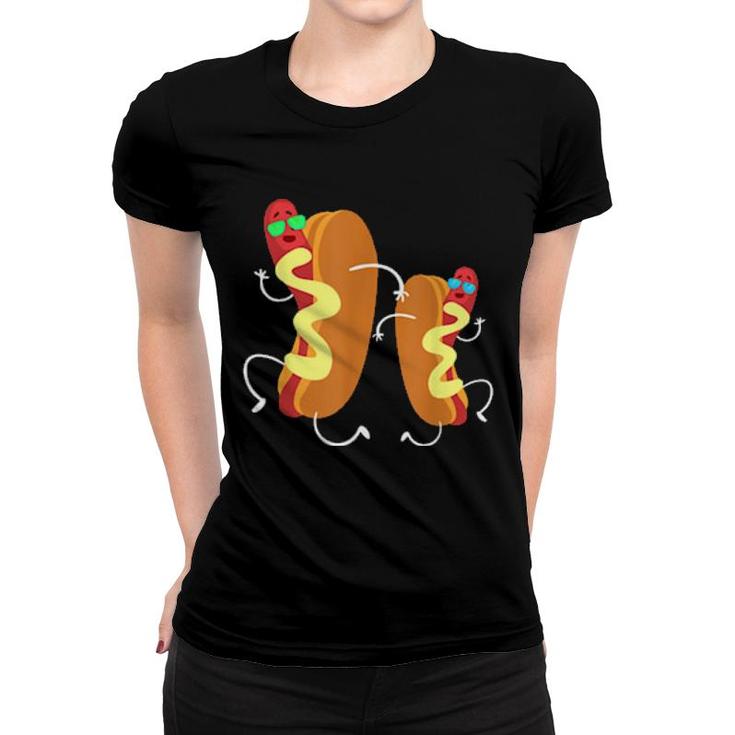 Franks Sausages Weiner Fast Food Sunglasses Hot Dog  Women T-shirt