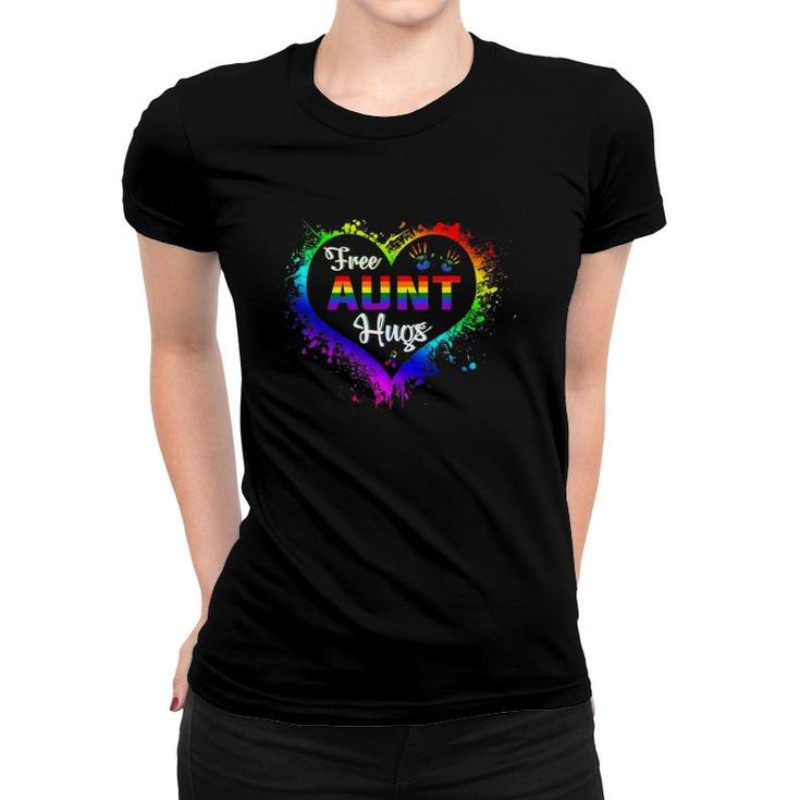 Free Aunt Hugs Lbgt Heart Rainbow Gay Pride Month Gift Women T-shirt