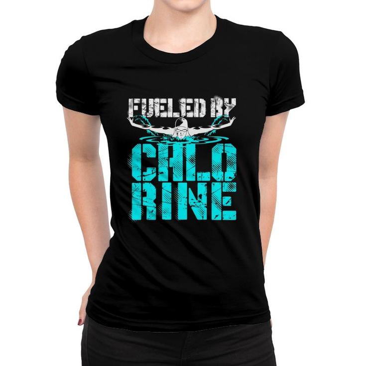 Fueled By Chlorine Swimming Gifts Swimmer Butterfly Women T-shirt
