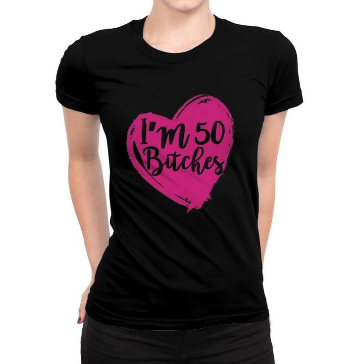 Funny 50Th Birthday I'm 50 Pink Heart Women T-shirt