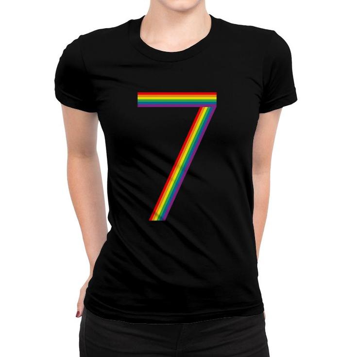 Funny 7Th Birthday Gift Cute 7 Years Old Rainbow Boy Girl Women T-shirt