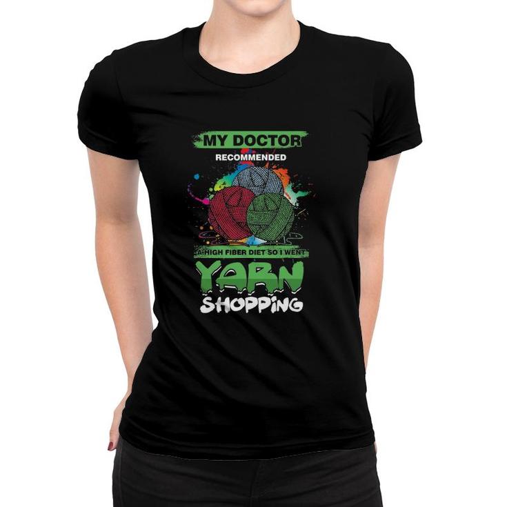 Funny Crocheter Embroidery Yarn Shopping Women T-shirt