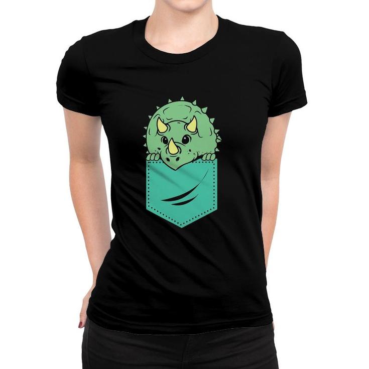 Funny Dinosaur In Your Pocket Triceratops Women T-shirt