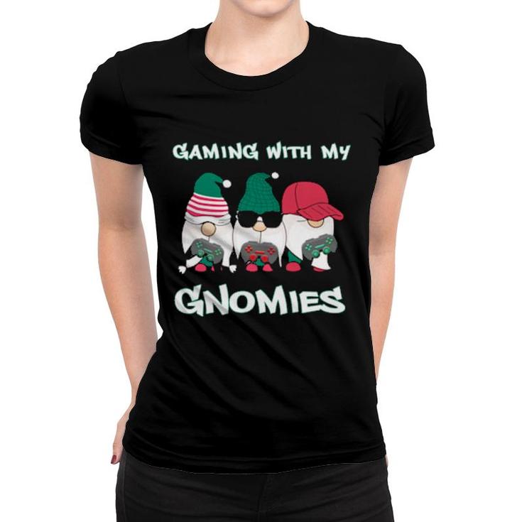 Funny Gaming With My Gnomies Christmas Gnome Video Games  Women T-shirt