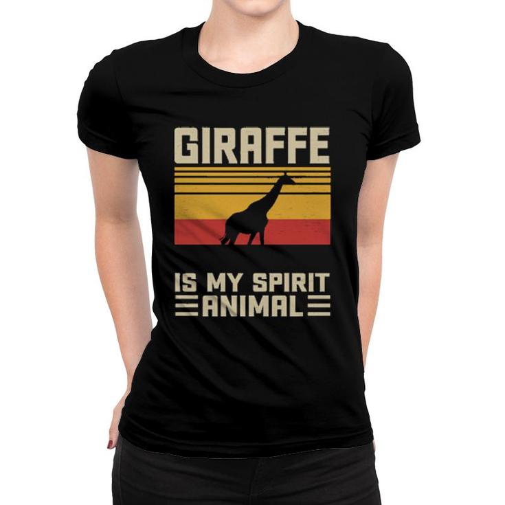 Funny Giraffe Is My Spirit Animal Vintage  Women T-shirt