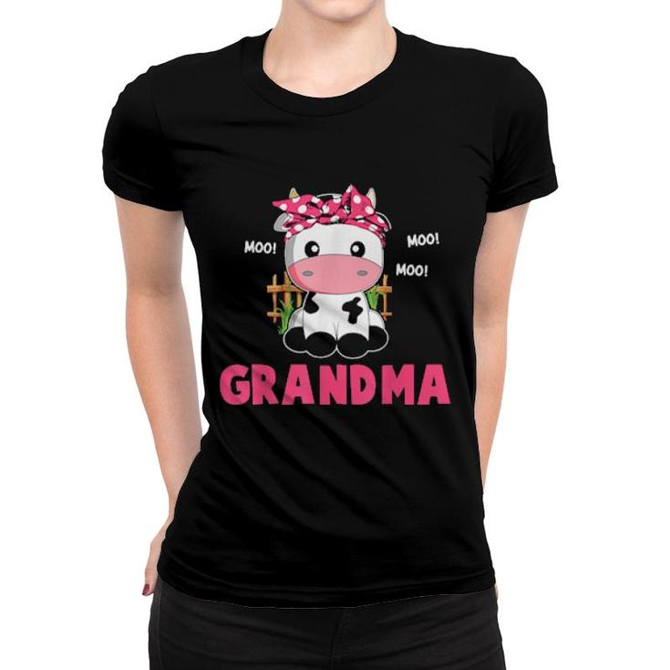 Funny Grandma Cow Cute Cow Farmer Birthday Matching Family  Women T-shirt