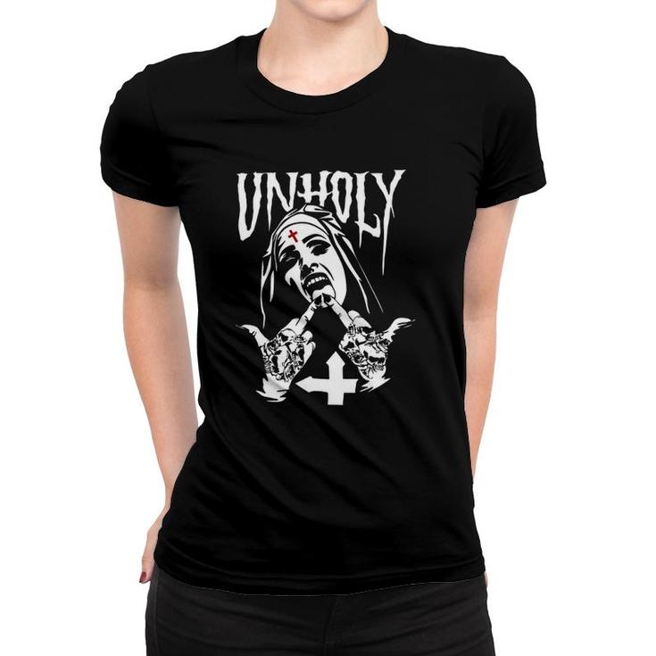 Unholy Nun Funny Satanic T-Shirt - Vintage Evil Graphic Tee For Men & Women