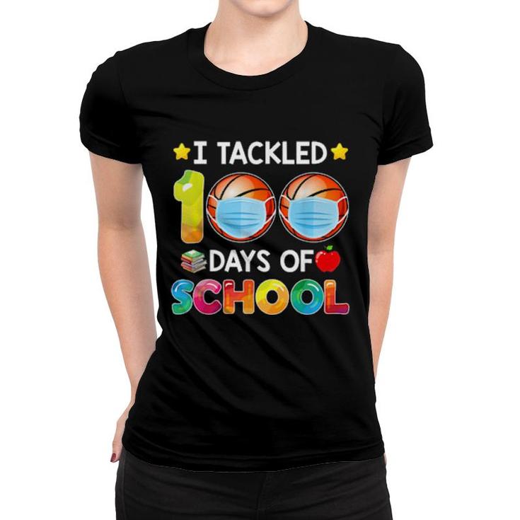 Funny I Tackled 100 Days Of School Basketball Boy Matching  Women T-shirt