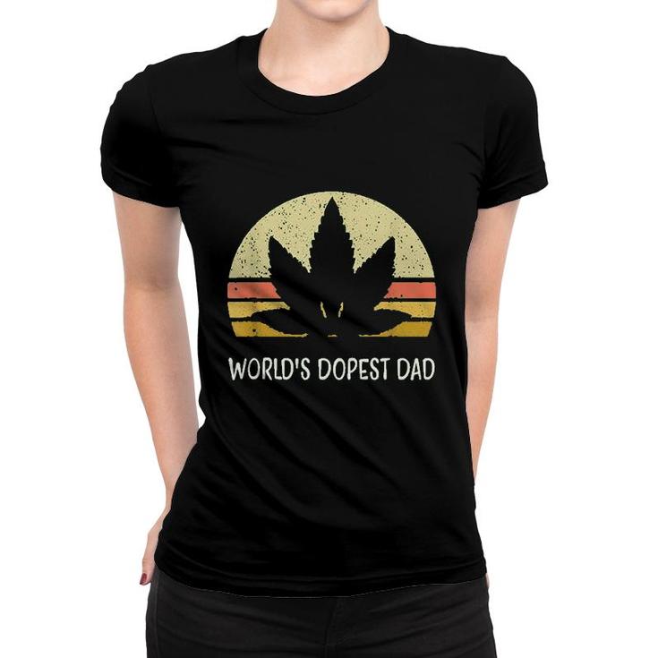 Funny Marijuana Leaf Cannabis Weed Worlds Dopest Dad Cute Women T-shirt