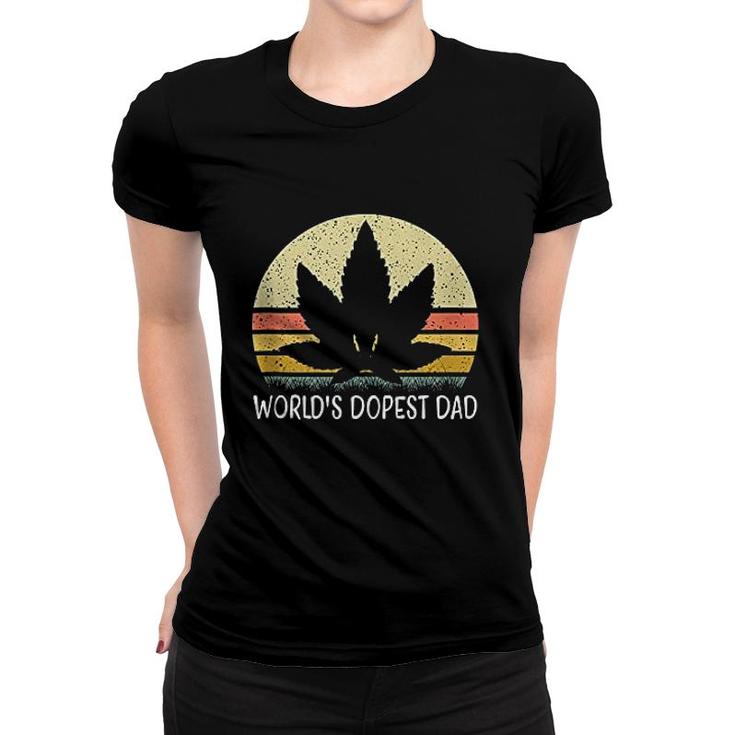 Funny Marijuana Leaf Cannabis Weed Worlds Dopest Dad Women T-shirt