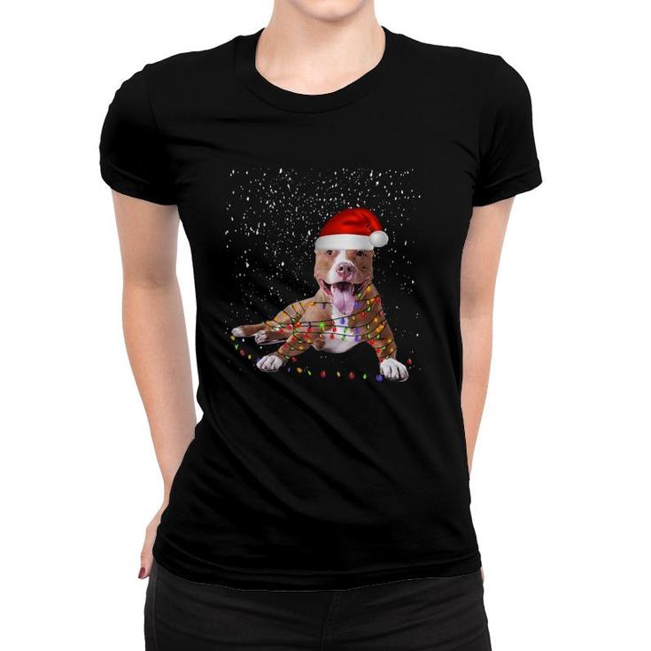 Funny Merry Pitmas Pit BullChristmas Dog Gift Women T-shirt
